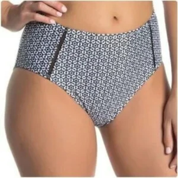 NWT Nicole Miller High-Waisted Bikini Bottom Geometric Print Size L - Picture 14 of 16